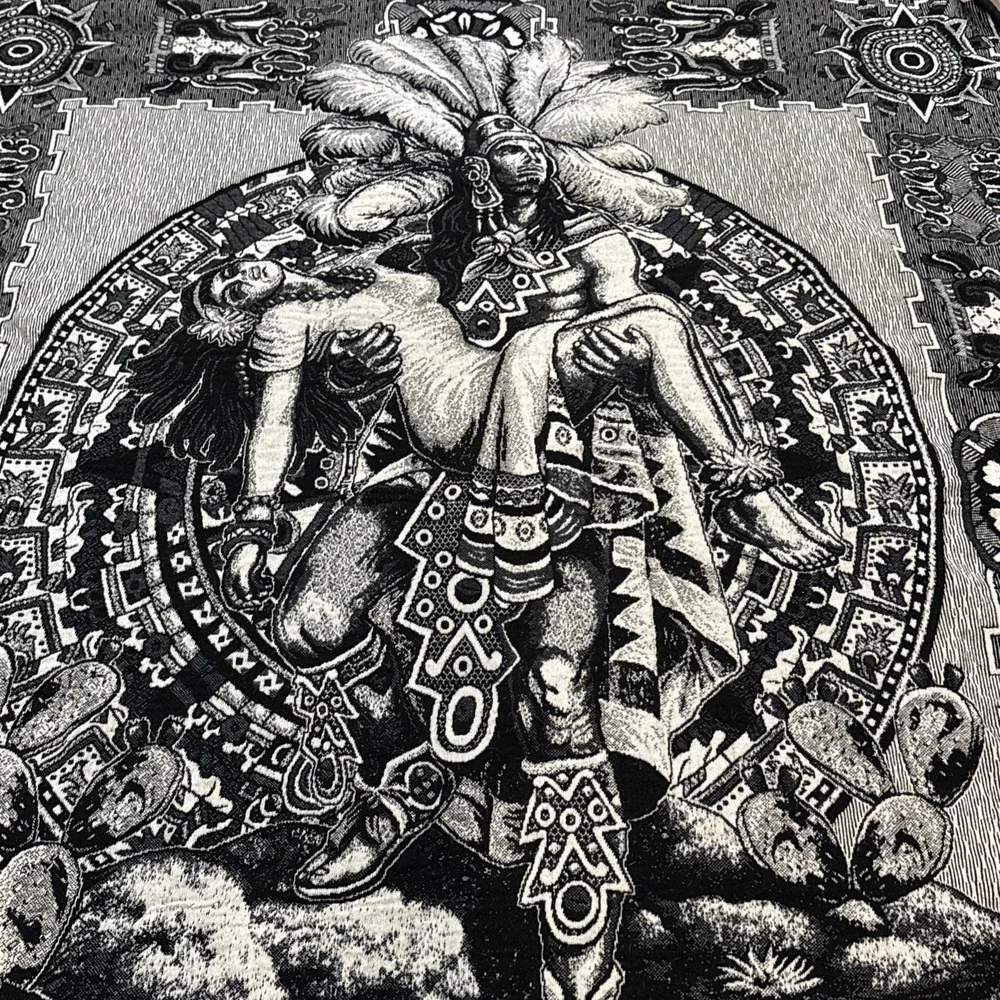 Aztec Warrior  Blanket Original From Mexico  74